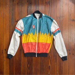 Vtg 1986 NYC Marathon NYRRC Tyvek 4-sided print jacket, C. Hayes
